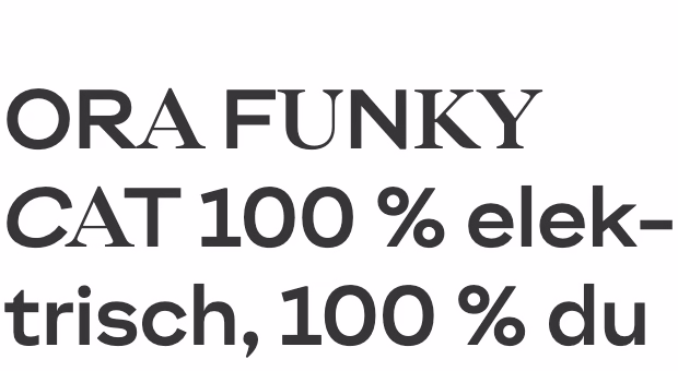 Ora Funky Cat - 100% elektrisch 100% du Claim